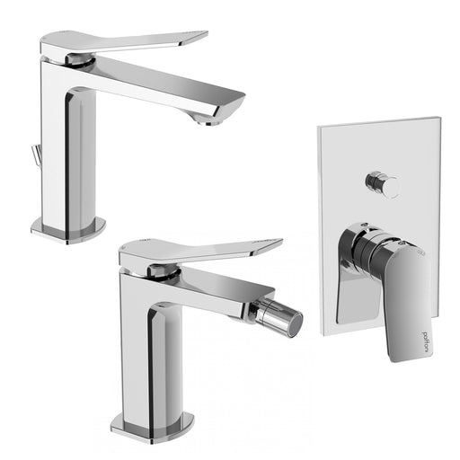 Set miscelatori lavabo bidet e doccia con deviatore in ottone modello Tilt Paffoni cromato by CeramicStore | Lo specialista del tuo bagno