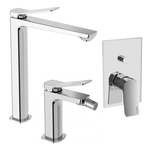 Set miscelatori lavabo alto bidet e doccia con deviatore in ottone modello Tilt Paffoni cromato by CeramicStore | Lo specialista del tuo bagno