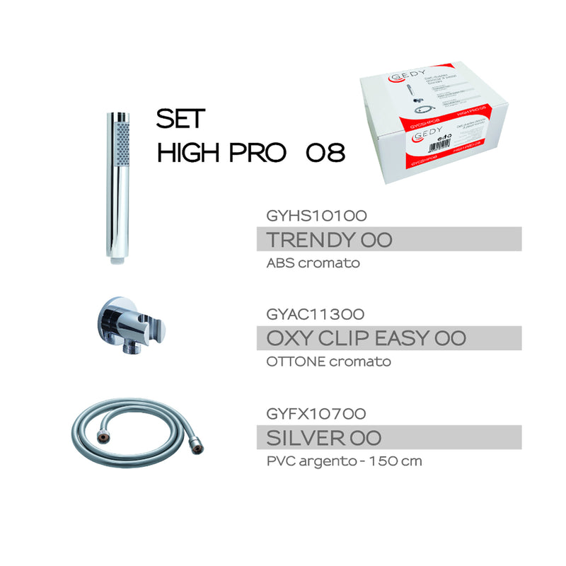 Set duplex con doccetta 1 getto modello High Pro 08 di Gedy - Cromato by CeramicStore | Lo specialista del tuo bagno