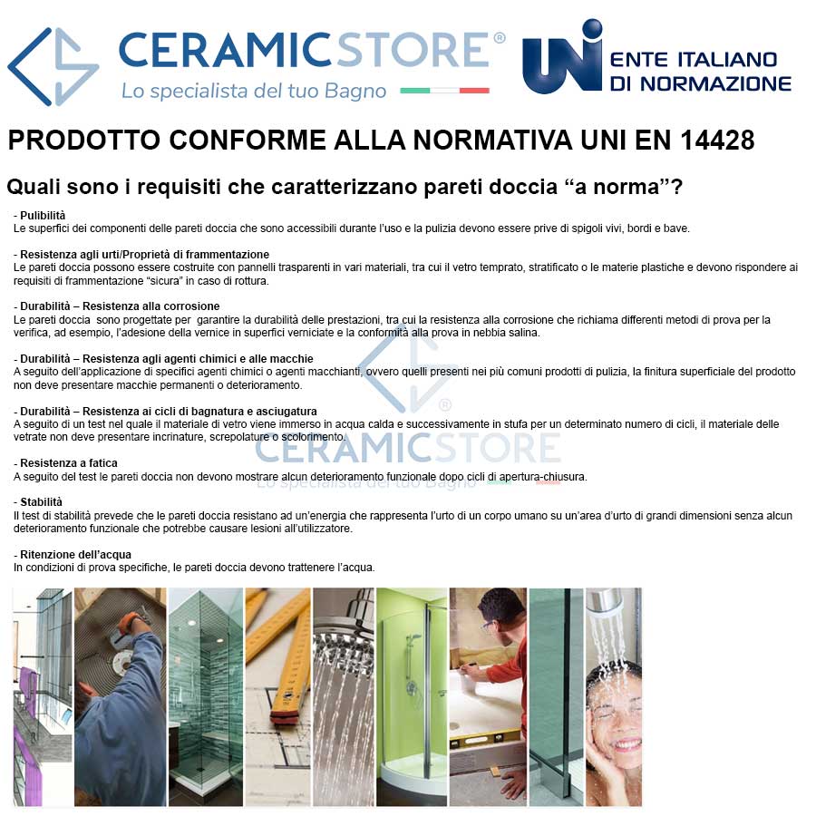 Porta doccia battente girevole cm 90 in cristallo anticalcare trasparente 6 mm e telaio in alluminio collezione Keplero by CeramicStore | Lo specialista del tuo bagno