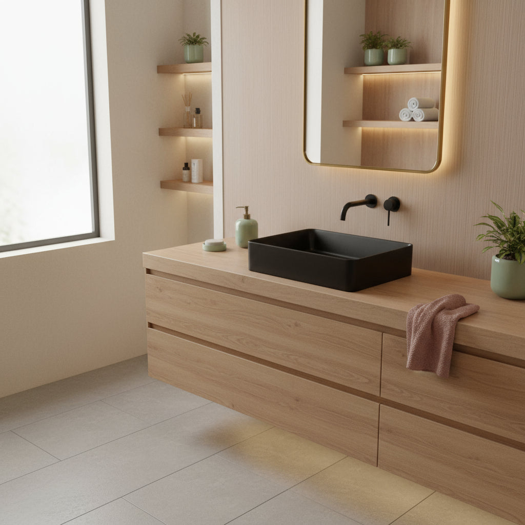 Lavabo da appoggio nero Tropic 525x415x140mm Made in Italy