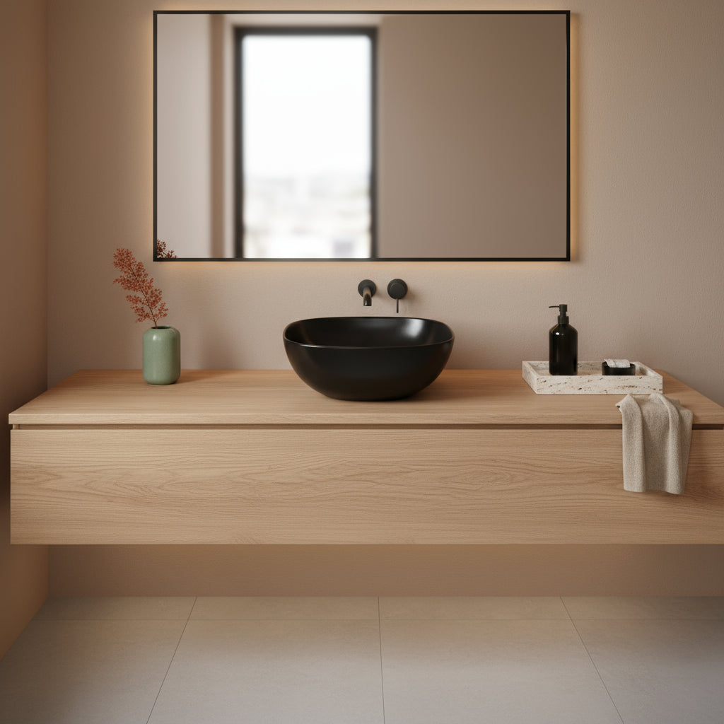 Lavabo da appoggio nero Sun 41x15x41 mm