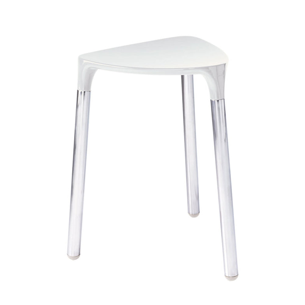 Sgabello Yannis di Gedy in acciaio inox e resine termoplastiche - Bianco