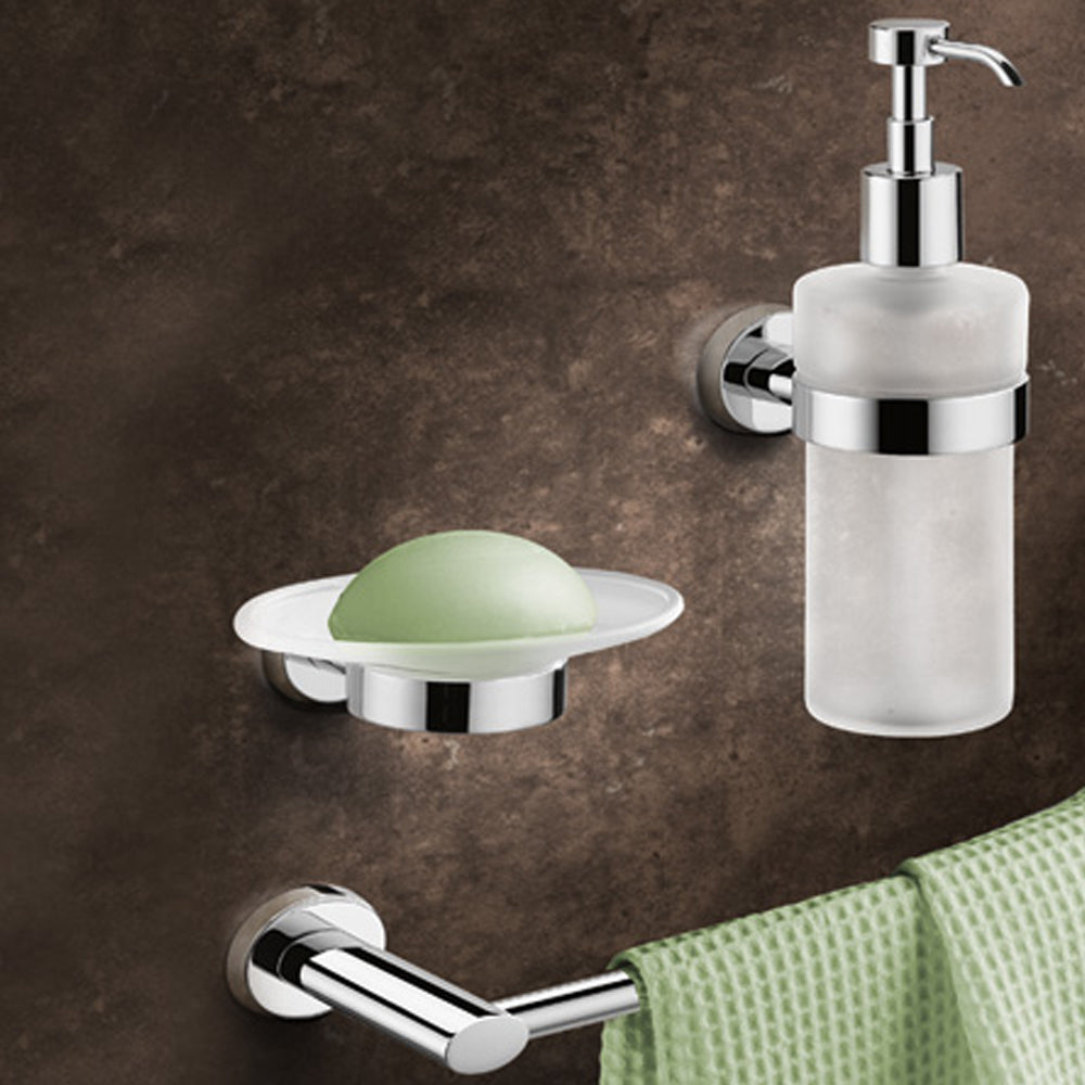 Gedy Portasapone Texas in metallo e vetro satinato per fissaggio a incollo by CeramicStore | Lo specialista del tuo bagno