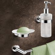 Gedy Portasapone Texas in metallo e vetro satinato per fissaggio a incollo by CeramicStore | Lo specialista del tuo bagno
