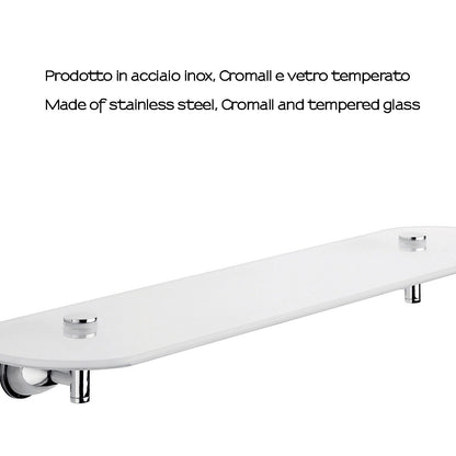 Mensola 52 cm in Vetro temperato Genziana di Gedy - Cromato