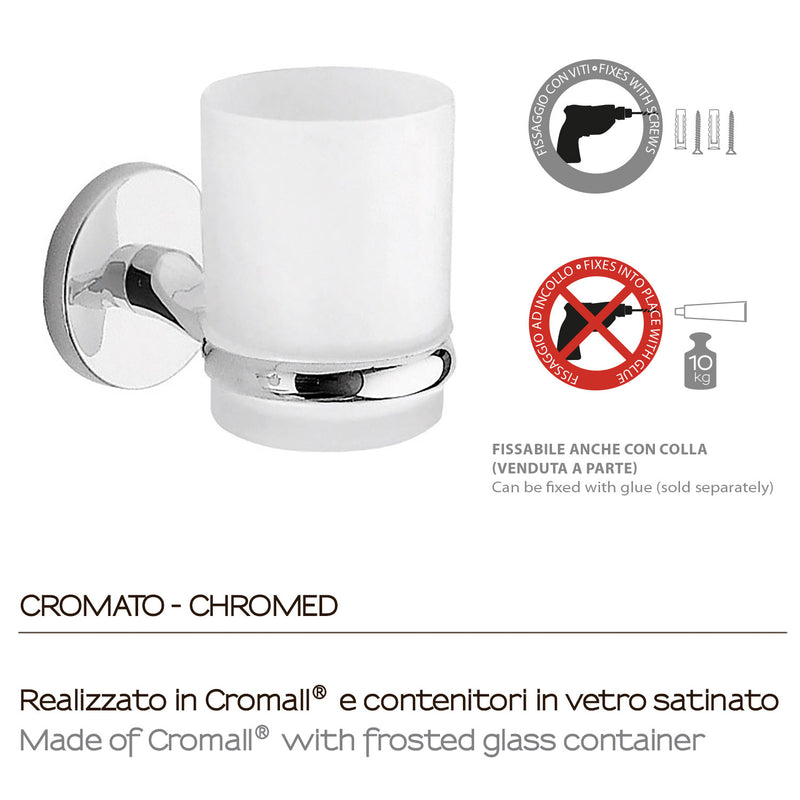 Portaspazzolini a muro Vermont Pro di Gedy - Cromato