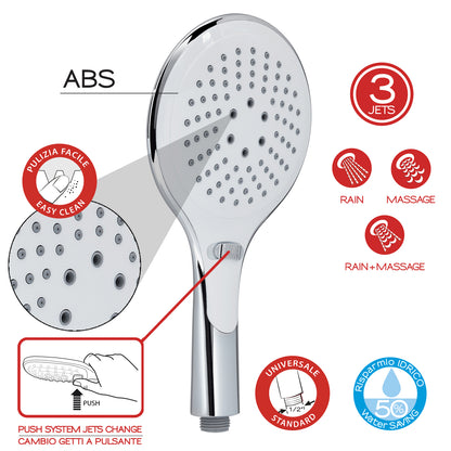 Doccetta 3 getti con cambio getti a leva modello Tendence 00 di Gedy - Cromato/Bianco by CeramicStore | Lo specialista del tuo bagno