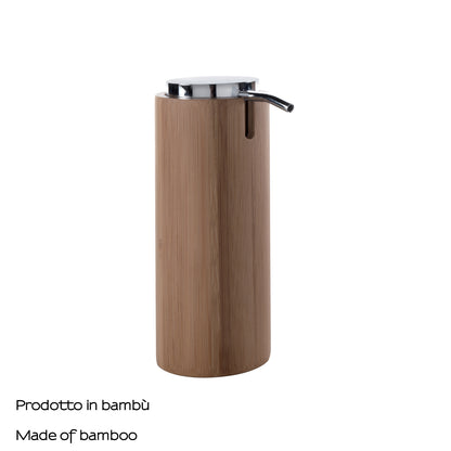 Dispenser sapone in bambà¹ con erogatore in plastica cromata Gedy serie Altea - Naturale