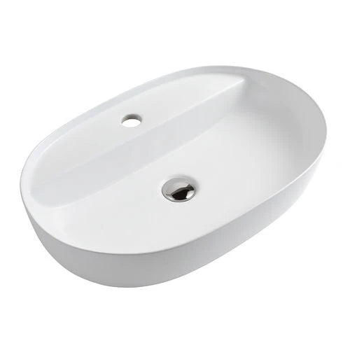 Lavabo da appoggio ovale mod. lav05 cm 81x41x14 bianco lucido