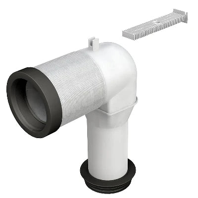 Curva a l per collegamento al pav. brida in plastica diam. 90-110 mm