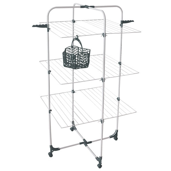 Stendibiancheria a torre 3 livelli 30m acciaio bianco con cestello by CeramicStore | Lo specialista del tuo bagno