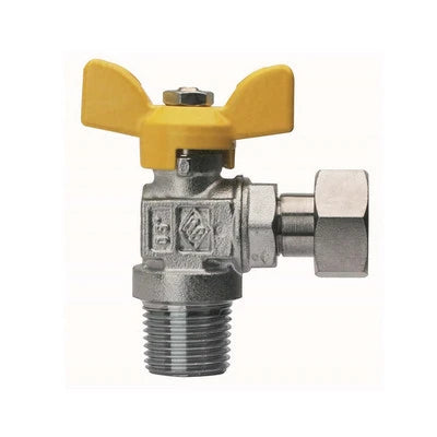 Valvola a sfera per gas a squadra fil maschio con girello 1/2 x 1/2 dn 15