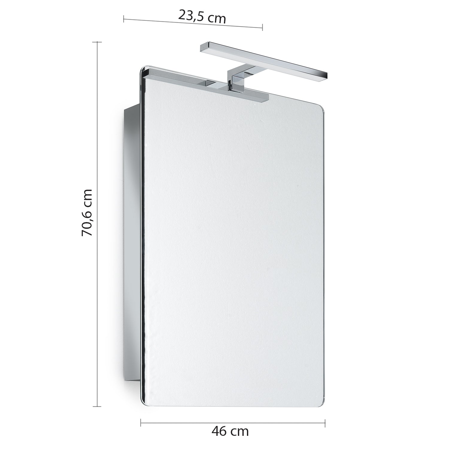 Specchio contenitore con anta scorrevole, 3 ripiani e lampada a Led di Gedy modello Kora - Cromato lucido by CeramicStore | Lo specialista del tuo bagno
