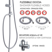 Colonna doccia regolabile con soffione tondo e doccetta a 3 getti di Gedy modello Easy 01 - Cromato/Bianco by CeramicStore | Lo specialista del tuo bagno