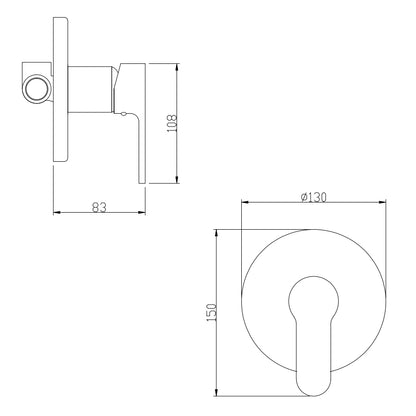 Miscelatore monocomando incasso doccia serie Choco cartuccia diam. 35 mm colore nero opaco by CeramicStore | Lo specialista del tuo bagno