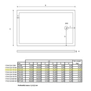 Piatto doccia rettangolare Kepler 70x120 h.6 cm in acrilico rinforzato senza piletta