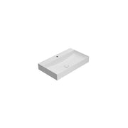 Lavabo da appoggio o sospeso T-Edge ceramica bianca lucida 80x47 h.12 cm