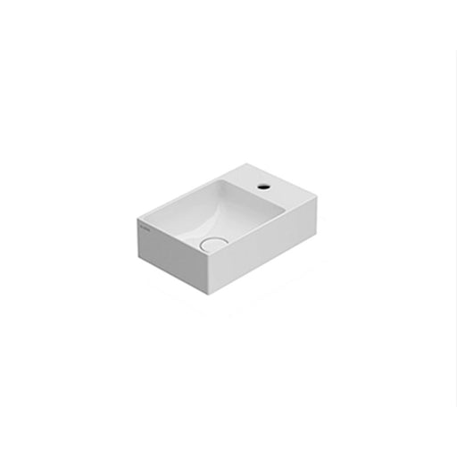 Lavabo da appoggio o sospeso T-Edge ceramica bianca lucida 40x25 peso 7
