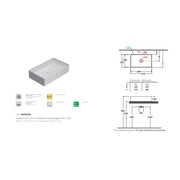Lavabo da appoggio T-Edge ceramica bianca lucida 61x37 peso 15 kg