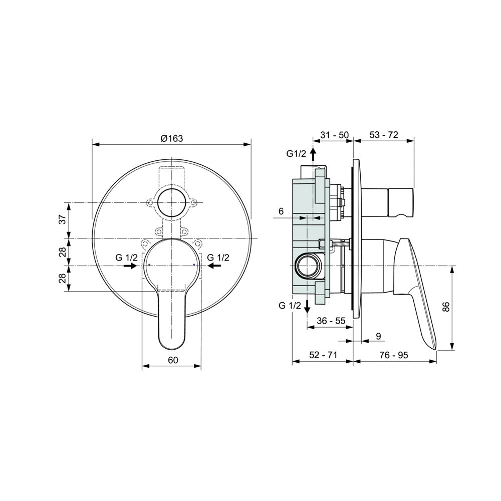Miscelatore monocomando ad incasso per vasca/doccia Ideal Standard Alpha by CeramicStore | Lo specialista del tuo bagno