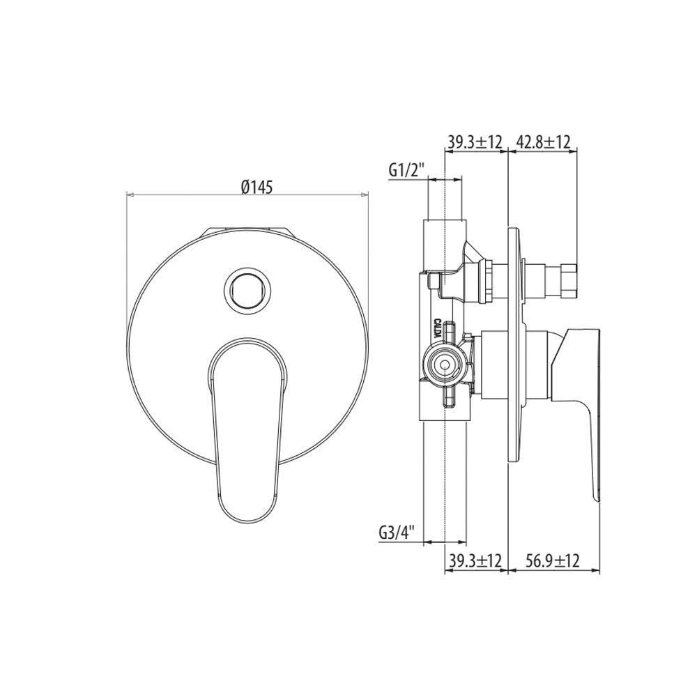 Miscelatore incasso doccia2 vie con deviatore Marca Gattoni H20MIX1000 in ottone cromato by CeramicStore | Lo specialista del tuo bagno