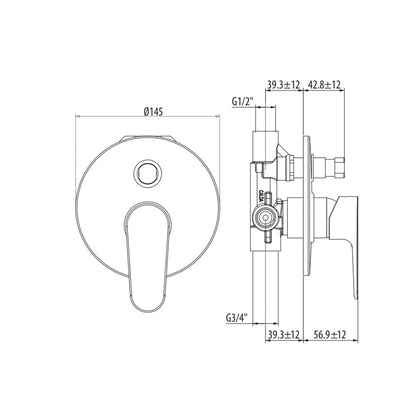 Miscelatore incasso doccia2 vie con deviatore Marca Gattoni H20MIX1000 in ottone cromato by CeramicStore | Lo specialista del tuo bagno