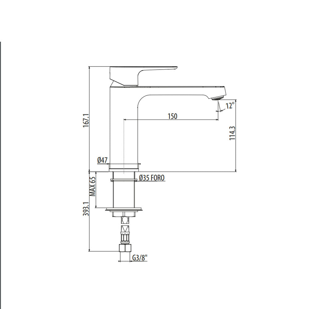 Miscelatore lavabo Gattoni H20MIX3000 ottone cromo con bocca 150 mm by CeramicStore | Lo specialista del tuo bagno