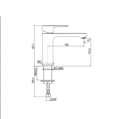Miscelatore lavabo Gattoni H20MIX3000 ottone cromo con bocca 150 mm by CeramicStore | Lo specialista del tuo bagno