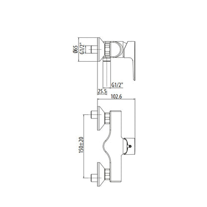 Miscelatore esterno doccia in ottone con finitura cromo a uscita bassa Gattoni H20MIX3000 by CeramicStore | Lo specialista del tuo bagno