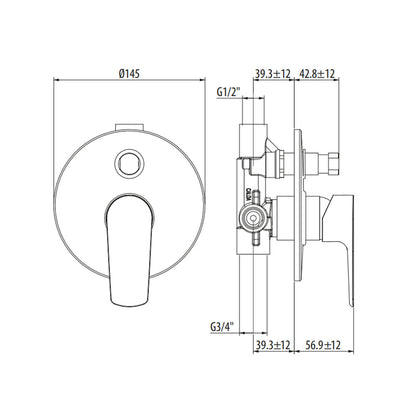 Miscelatore incasso doccia in ottone cromato 2 vie con deviatore by CeramicStore | Lo specialista del tuo bagno