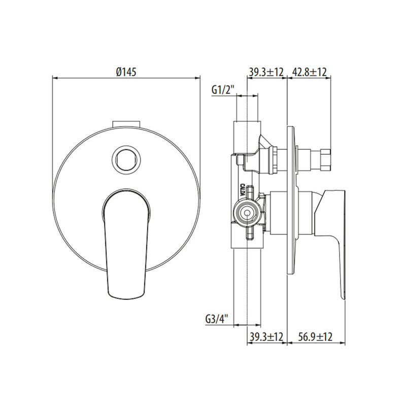 Miscelatore incasso doccia in ottone cromato 2 vie con deviatore by CeramicStore | Lo specialista del tuo bagno