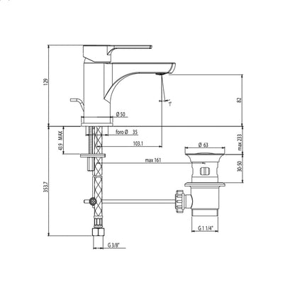 Miscelatore lavabo Gattoni H20MIX5000 con scarico automatico e flex inox di alimentazione by CeramicStore | Lo specialista del tuo bagno