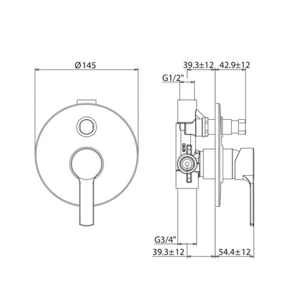 Miscelatore incasso doccia 2 vie con deviatore Gattoni H20MIX5000 ottone cromato by CeramicStore | Lo specialista del tuo bagno