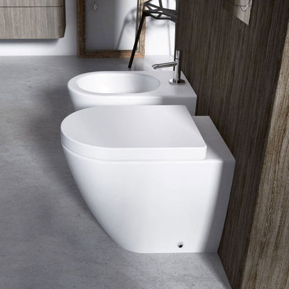 Sanitari filoparete  senza brida Althea Cover in ceramica BIANCO OPACO  wc+ bidet + sedile soft close slim