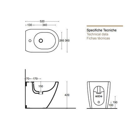 Sanitari filoparete  senza brida Althea Cover in ceramica BIANCO OPACO  wc+ bidet + sedile soft close slim