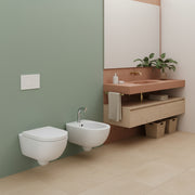 Sanitari sospesi senza brida Althea Cover in ceramica bianca wc+ bidet + sedile soft close slim