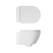 Sanitari sospesi senza brida Althea Cover in ceramica bianca wc+ bidet + sedile soft close slim