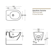 Sanitari sospesi senza brida Althea Cover in ceramica bianca wc+ bidet + sedile soft close slim