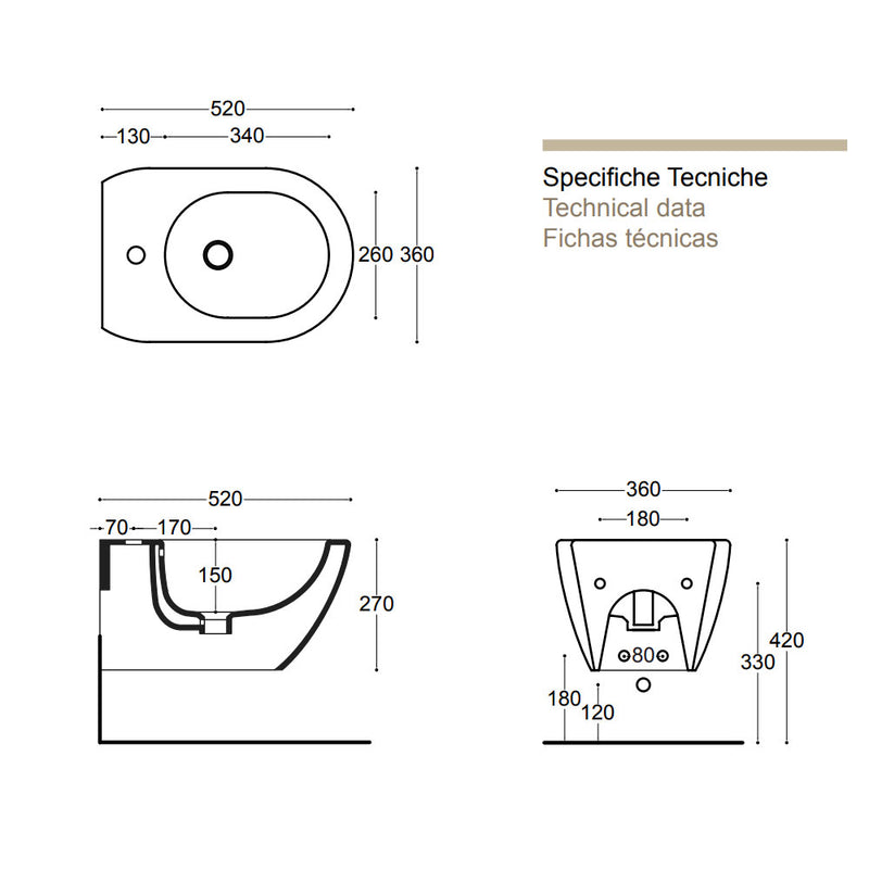 Sanitari sospesi senza brida Althea Cover in ceramica bianca wc+ bidet + sedile soft close slim