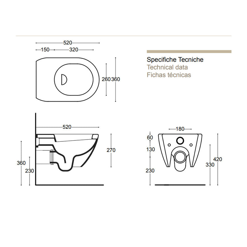 Sanitari sospesi senza brida Althea Cover in ceramica bianca wc+ bidet + sedile soft close slim