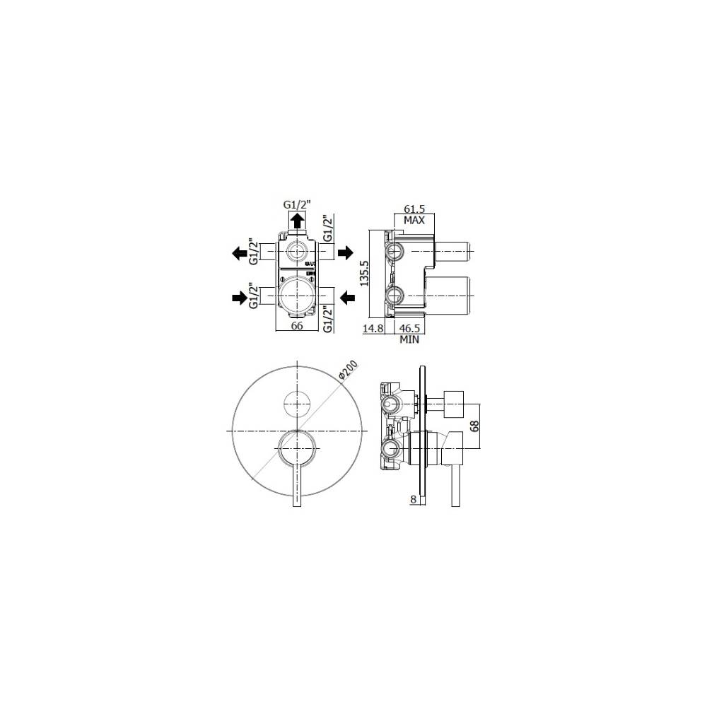 Miscelatore doccia serie Stick modello SK019ST a 3 uscite steel looking Paffoni by CeramicStore | Lo specialista del tuo bagno