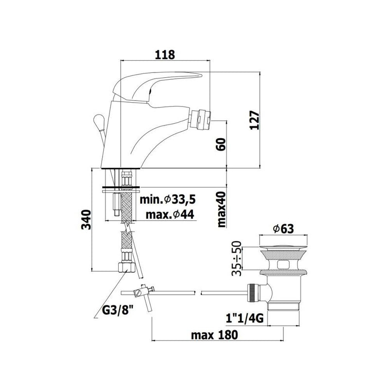 Miscelatore bidet con scarico automatico serie Duemila Paffoni - Cromato by CeramicStore | Lo specialista del tuo bagno