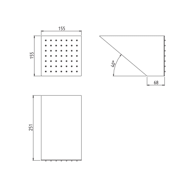 Soffione a muro inclinato in acciaio 304L spazzolato modello Wellness di Tubico