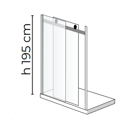 Porta doccia Alicudi un'anta scorrevole 120cm cristallo trasparente 8mm h195 profilo argento Made in Italy by CeramicStore | Lo specialista del tuo bagno