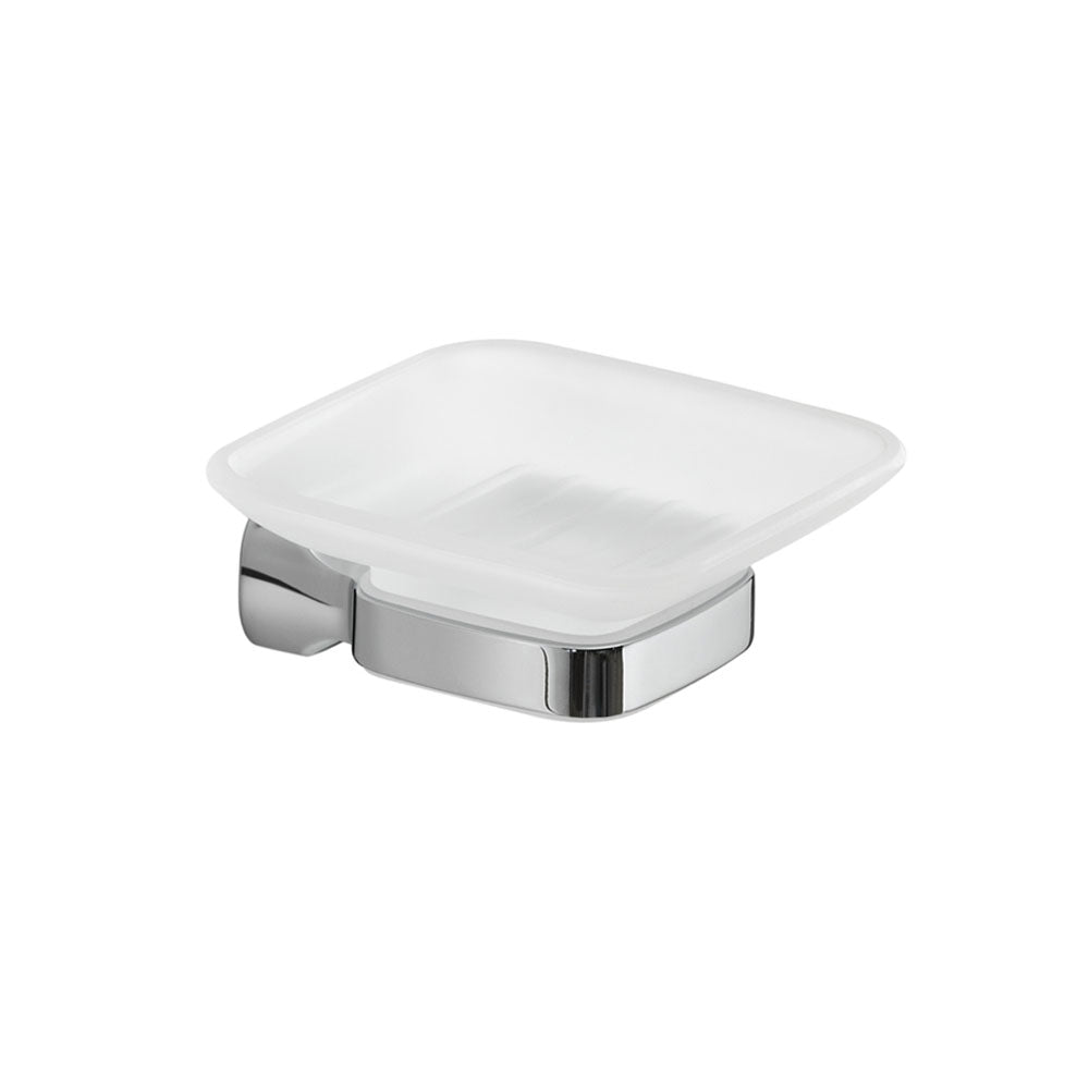 Portasapone a parete in Acciaio Inox e Vetro Satinato Gedy serie Stelvio - Cromato by CeramicStore | Lo specialista del tuo bagno