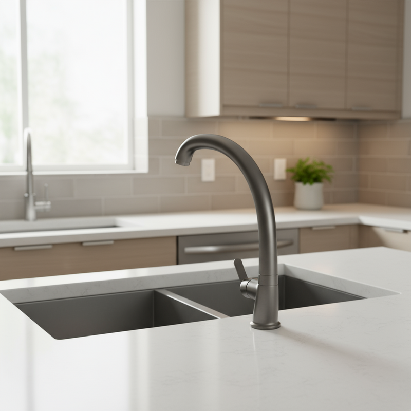Mezclador de cocina caño alto serie Elizabeth níquel negro cepillado