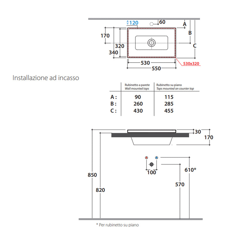 Lavabo da incasso 55x34 Ceramica Globo Stockholm FO056.BI by CeramicStore | Lo specialista del tuo bagno