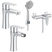 Set Miscelatori lavabo bidet con pilette e esterno doccia con doccetta serie Elizabeth Cromo by CeramicStore | Lo specialista del tuo bagno