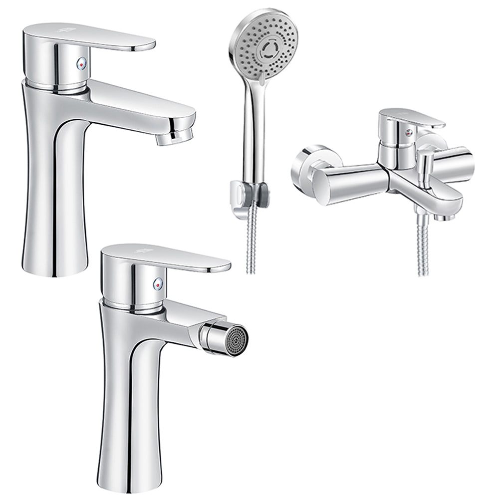 Set Miscelatori lavabo bidet con pilette e vasca con doccetta serie Elizabeth Lizzy Cromo by CeramicStore | Lo specialista del tuo bagno